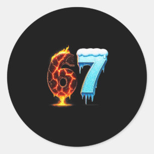 67 Fire Ice Nummer Zes Zeven Meme 67 Alpha Jargon  Ronde Sticker