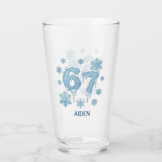 67 Funny 6 7 Six Seven Personalized Christmas Glas (Achterkant)