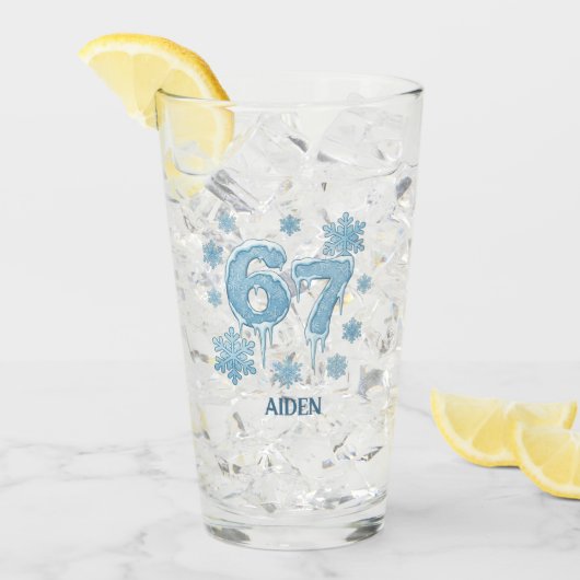 67 Funny 6 7 Six Seven Personalized Christmas Glas (Voorkant ijs)