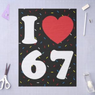67 Funny Meme I Love Six Seven 67th Birthday Tissuepapier