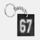 67 Funny Meme Six Seven Gen Alpha Sleutelhanger (Voorkant Links)