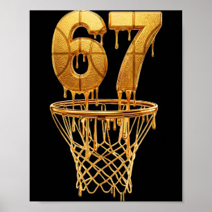 67 Gouden Drip Basketbal 6 7 Zes Zeven Meme Gen Al Poster