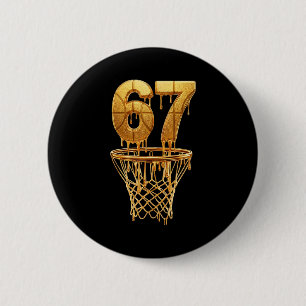 67 Gouden Drip Basketbal 6 7 Zes Zeven Meme Gen Al Ronde Button 5,7 Cm