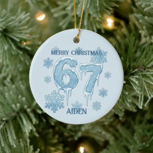 67 Grappige 6 7 Zes Zeven Persoonlijke Kerstmis Keramisch Ornament