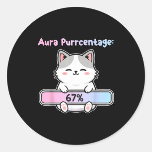 67 Grappige Kat Aura Energie Bij Zes Zeven Meme Ge Ronde Sticker