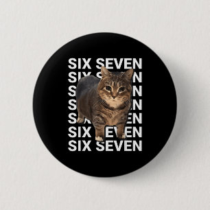 67 Grappige Kat Zes Zeven Meme Gen Z Alpha Humor A Ronde Button 5,7 Cm