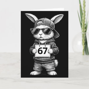 67 Grappige Six Seven Gen Meme Konijn Bunny Sungle Kaart