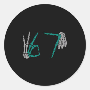 67 grappige zes zeven gen meme skelet vibes ronde sticker