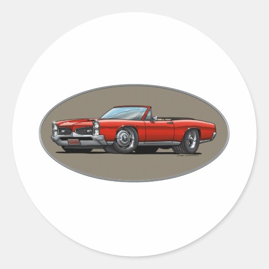 67 GTO_Red_Convertible Ronde Sticker (Voorkant)