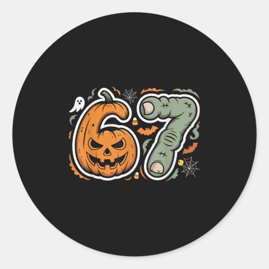 67 Halloween 67 Meme Funny Six Seven Gen Alpha Men Ronde Sticker (Voorkant)