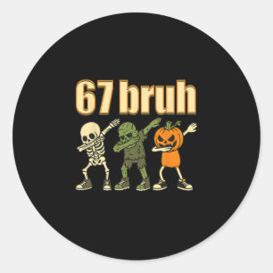 67 Halloween Bruh Grappige Brainrot Meme Zes Zeven Ronde Sticker