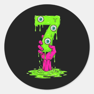 67 Halloween Kostuum Grappig Nummer 7 Zeven Meme V Ronde Sticker
