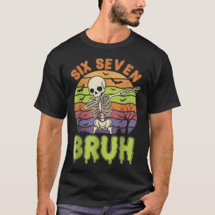 67 Halloween-meme 6 7 Skelet Zes Zeven Cijfers F T-shirt