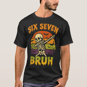 67 Halloween Meme 6 7 Skelet Zes Zeven Nummers F T-shirt