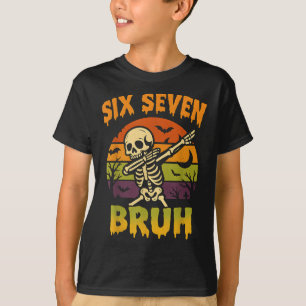 67 Halloween Meme 6 7 Skelet Zes Zeven Nummers F T-shirt