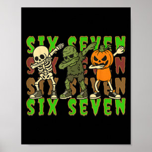 67 Halloween Meme Zes Zeven Dabbende Skelet Zombie Poster