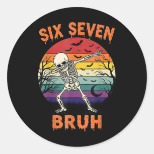 67 Halloween-meme Zes Zeven Skelet Nummers Grappig Ronde Sticker