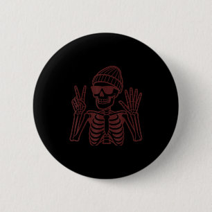 67 Halloween skelet vredesteken grappige meme zes Ronde Button 5,7 Cm