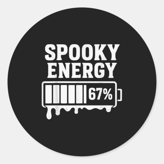 67 Halloween Spooky Energy Brainrot Meme Six Seven Ronde Sticker (Voorkant)