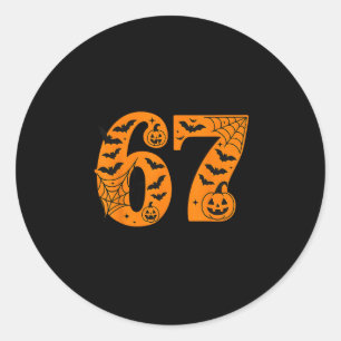 67 Halloween Zes Zeven Brainrot Meme Jongens Kinde Ronde Sticker