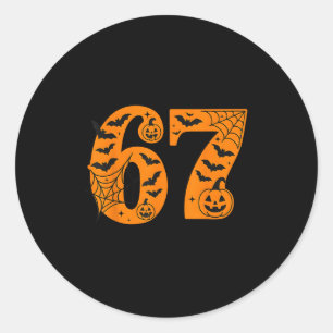 67 Halloween Zes Zeven Brainrot Meme Jongens Kinde Ronde Sticker