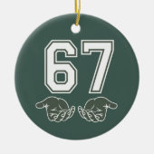 67 Hand Funny Six Seven Meme Generation Alpha  Keramisch Ornament (Voorkant)