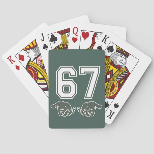 67 Hand Funny Six Seven Meme Generation Alpha Pokerkaarten (Achterkant)