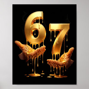 67 handen Six Seven 6 7 Goud Drip tieners Jongens  Poster