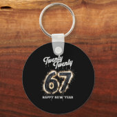 67 Happy New Year's Eve Six Seven Funny 2026 Brain Sleutelhanger (Voorkant)