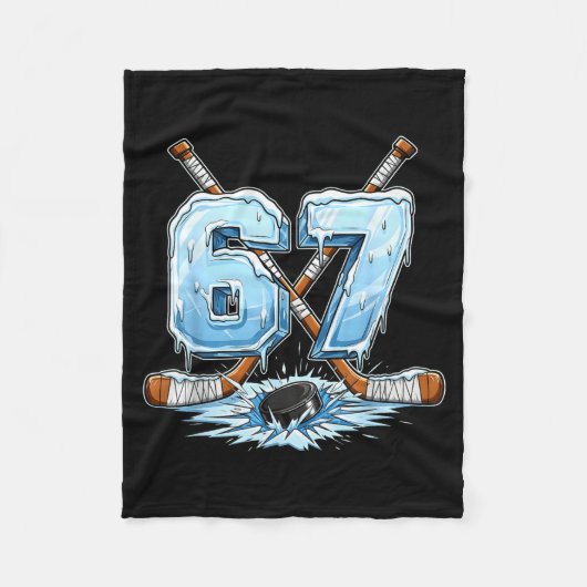 67 Hockey Drip Number Funny Meme Style Boys Graphi Fleece Deken (Voorkant)