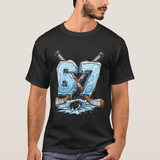 67 Hockey Drip Number Funny Meme Style Boys Graphi T-shirt (Voorkant)