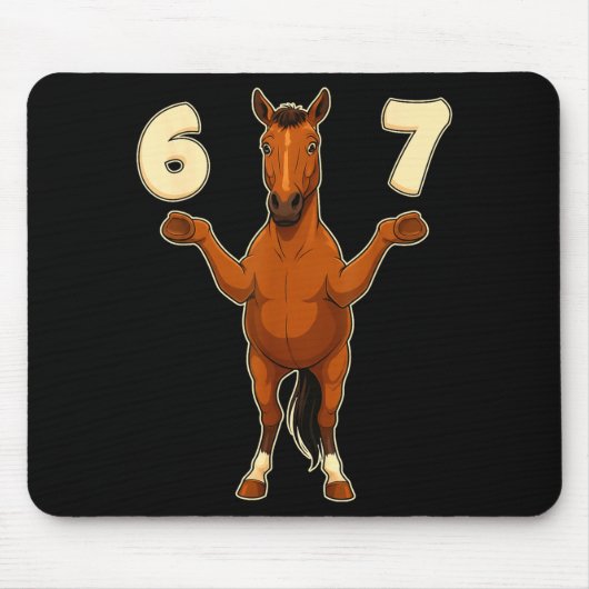 67 Horse Funny Gen Alpha Slang Kids Teens Number T Muismat (Voorkant)