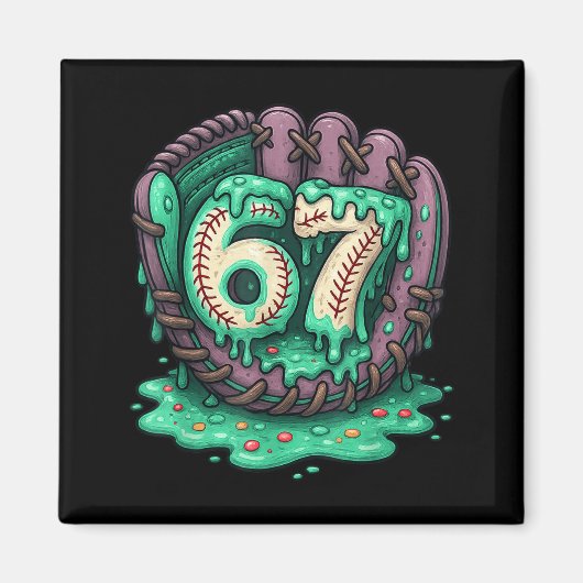 67 Ice Cream Drip Funny Six Seven Baseball  Magneet (Voorkant)