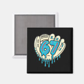 67 Ice Cream Drip Funny Six Seven Baseball  Magneet (Voorkant / Achterkant)