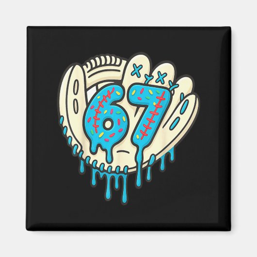 67 Ice Cream Drip Funny Six Seven Baseball  Magneet (Voorkant)