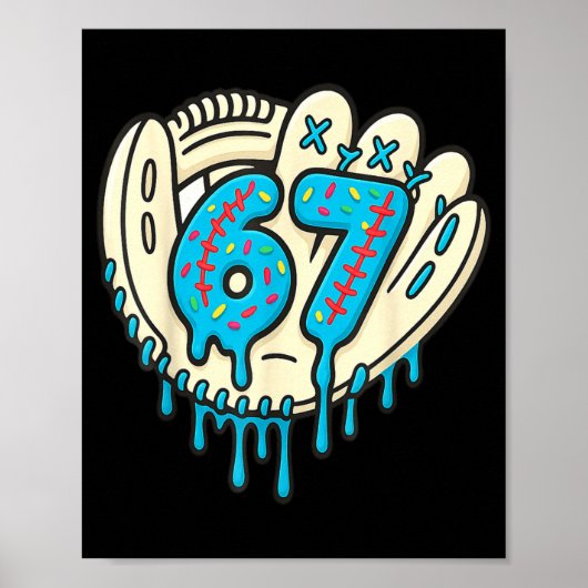 67 Ice Cream Drip Funny Six Seven Baseball Poster (Voorkant)