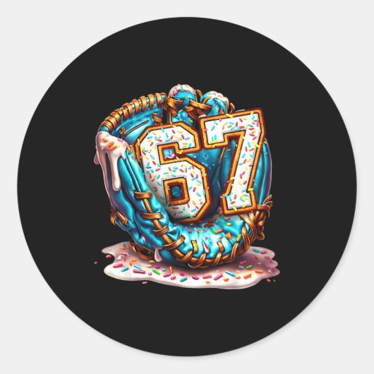 67 Ice Cream Drip Funny Six Seven Baseball  Ronde Sticker (Voorkant)