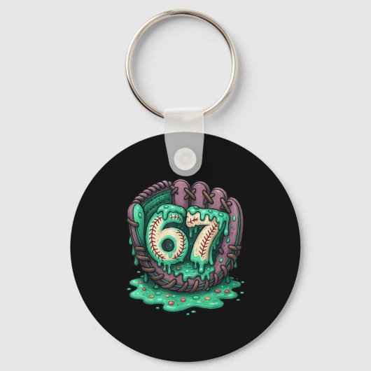 67 Ice Cream Drip Funny Six Seven Baseball Sleutelhanger (Voorkant)