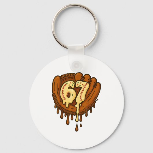67 Ice Cream Drip Funny Six Seven Baseball Sleutelhanger (Voorkant)