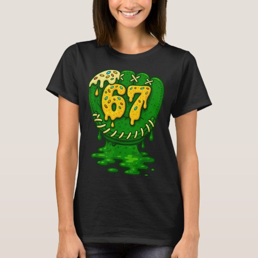 67 Ice Cream Drip Funny Six Seven Baseball  T-shirt (Voorkant)