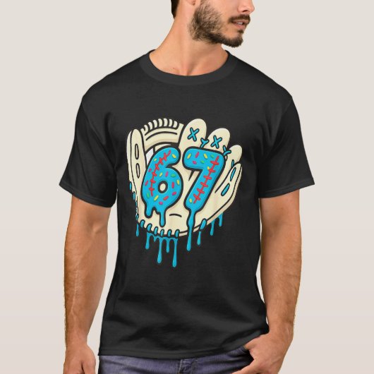 67 Ice Cream Drip Funny Six Seven Baseball  T-shirt (Voorkant)