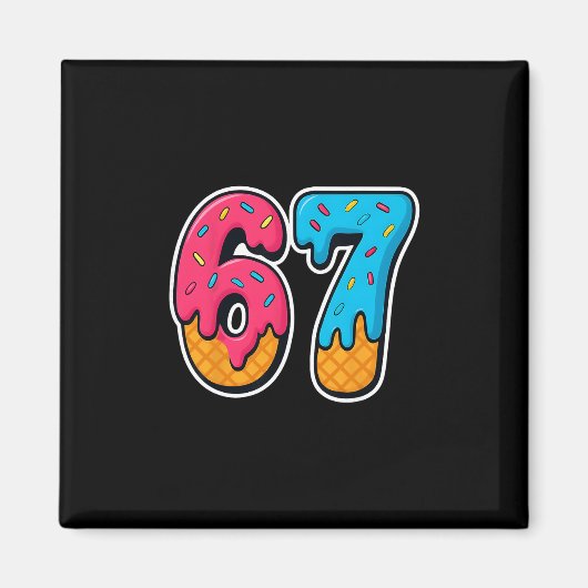 67 Ice Cream Drip Funny Six Seven Gen Alpha Meme S Magneet (Voorkant)