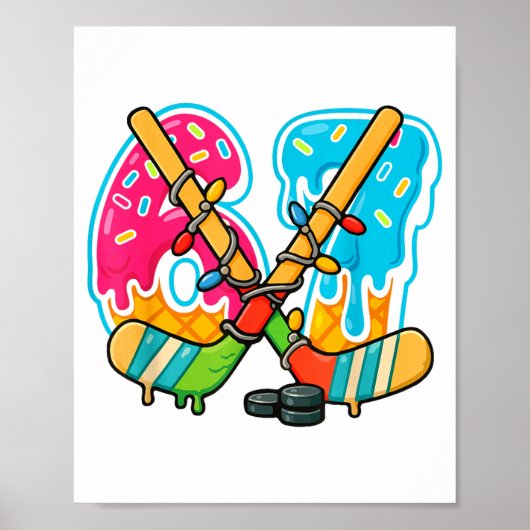 67 Ice Cream Drip Hockey Christmas Light  Poster (Voorkant)