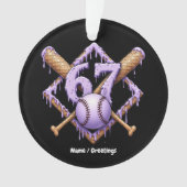 67 Ice Cream Drip Honkbal Meme Funny Retro Sport Ornament (voorkant)