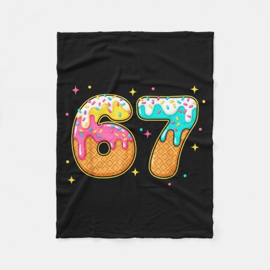 67 Ice Cream Drip Meme Six Seven Gen Alpha Slang  Fleece Deken (Voorkant)