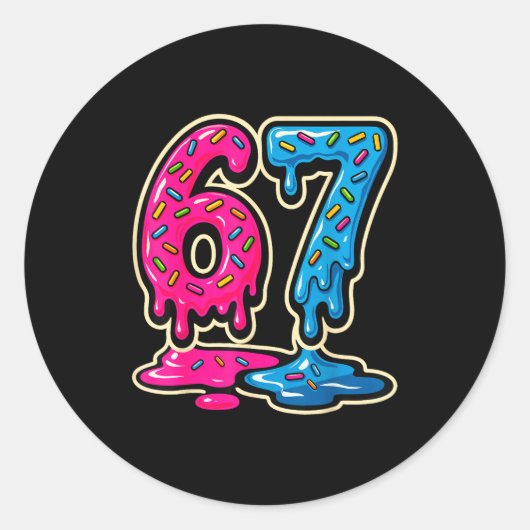 67 Ice Cream Meme Six Seven  Ronde Sticker (Voorkant)