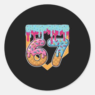 67 ijs drip meme zes zeven Gen Alpha s-lang Ronde Sticker