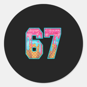 67 IJsdruppel Meme Grappig Zes Zeven Grappig Numme Ronde Sticker