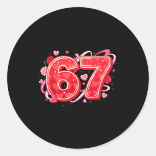 67 IJsdruppel Meme Grappig Zes Zeven Valentijn D Ronde Sticker
