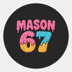 67 IJsdruppel Meme Leuk Zes Zeven Gen Alpha S Ronde Sticker